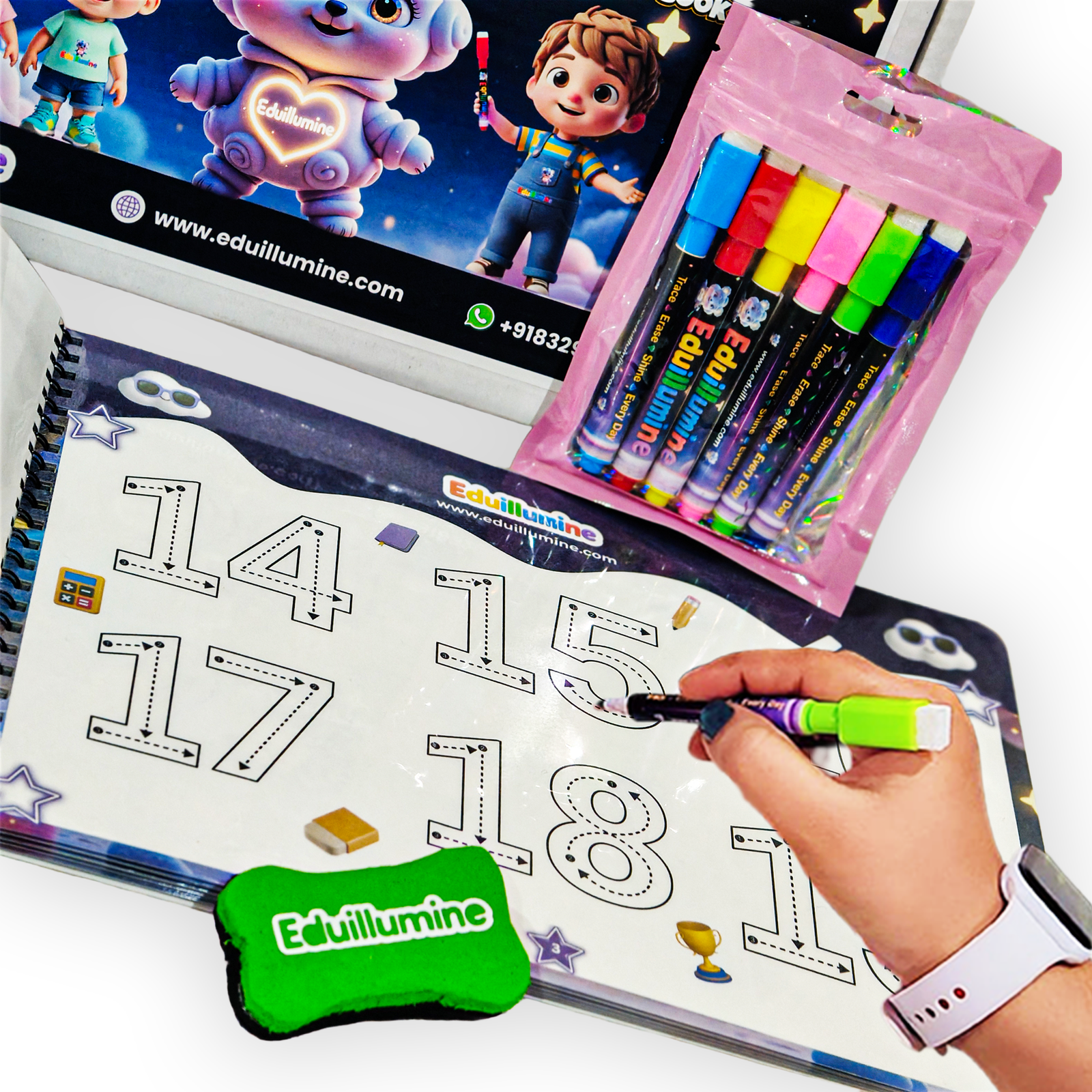 Eduillumine Kids 1–100 Tracing Book Write and Wipe Early Learning Kit (Multicolor) - Image 11