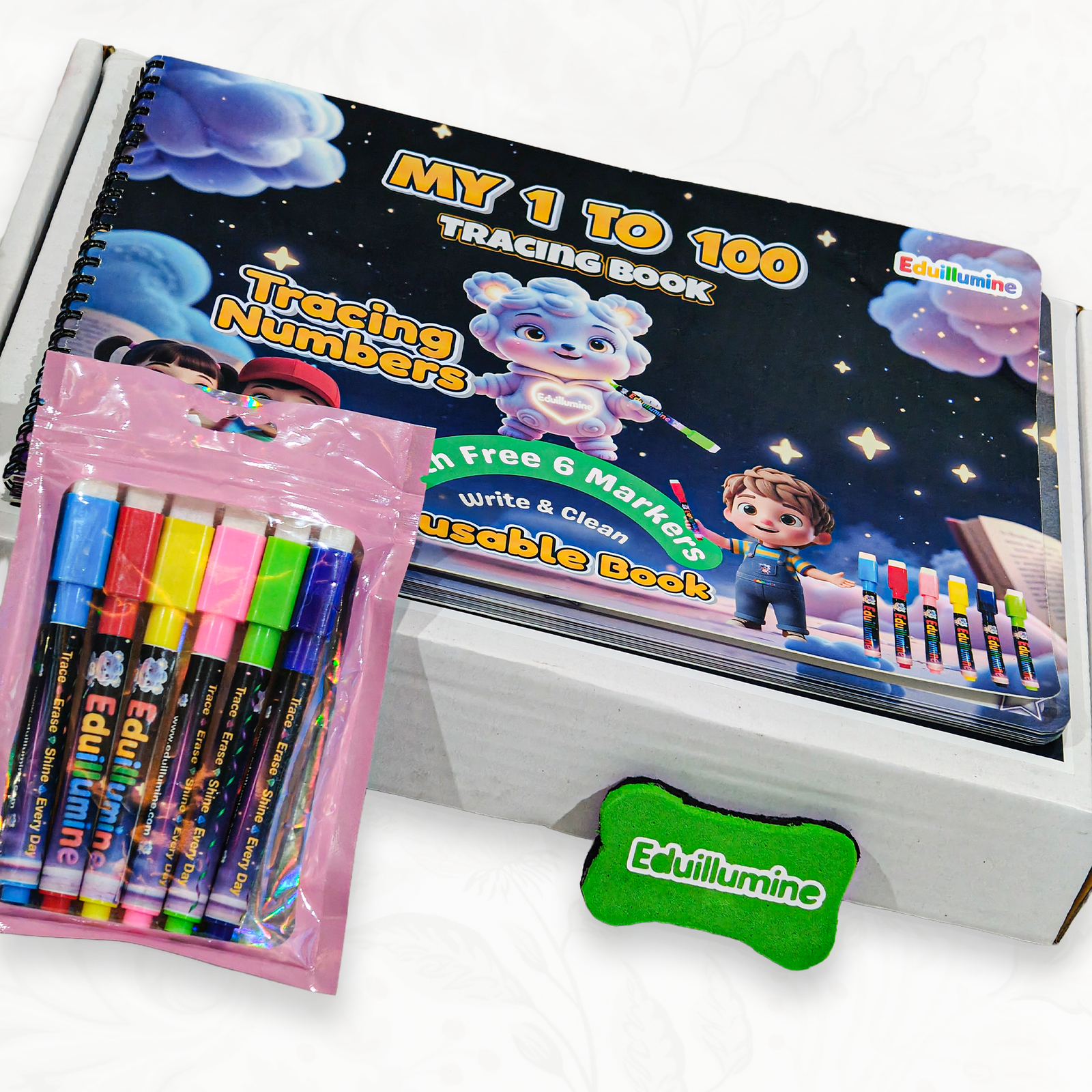 Eduillumine Kids 1–100 Tracing Book Write and Wipe Early Learning Kit (Multicolor) - Image 10