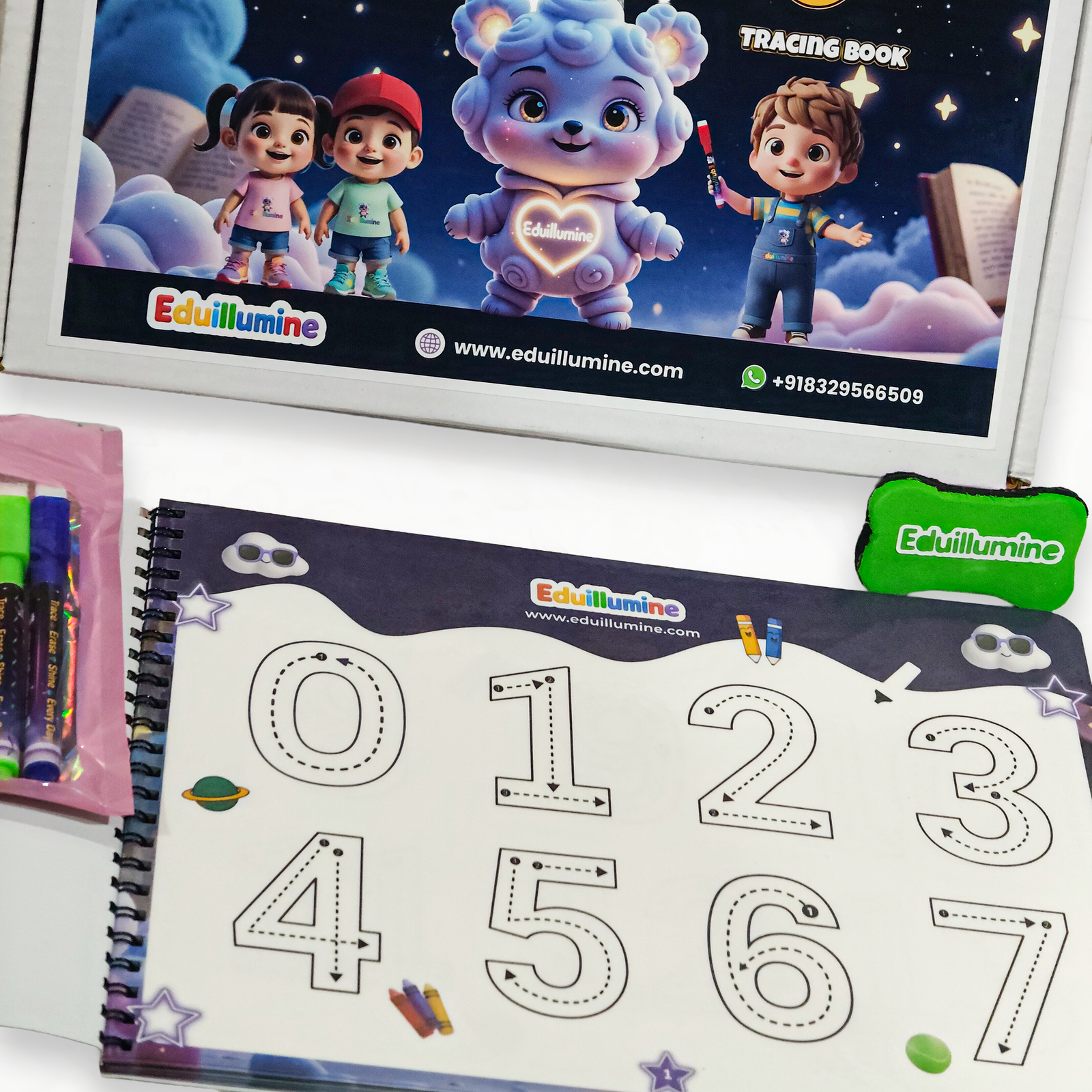 Eduillumine Kids 1–100 Tracing Book Write and Wipe Early Learning Kit (Multicolor) - Image 7