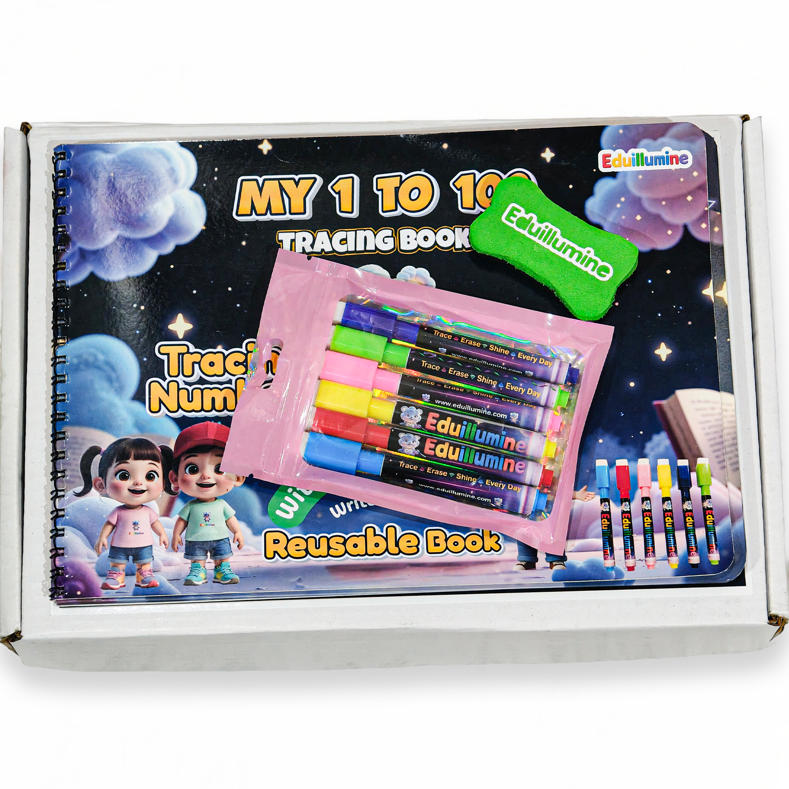 Eduillumine Kids 1–100 Tracing Book Write and Wipe Early Learning Kit (Multicolor) - Image 5