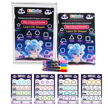 Mini Shapes Learning Practice Kit Wipe and Clean Activity Book for Kids